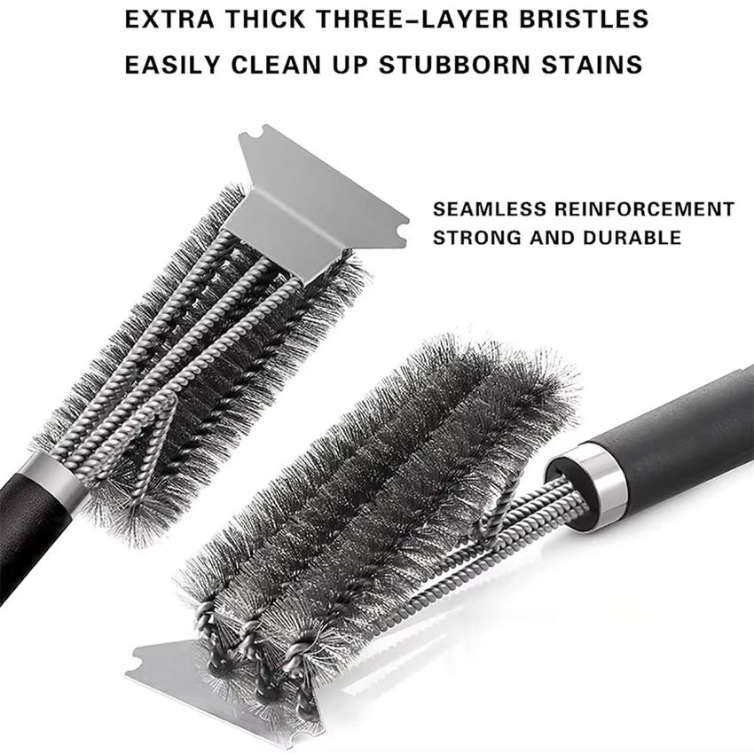 1/2PCS Safe Grill Brush and Scraper with Deluxe Handle Grill Cleaner Brush Stainless Steel Bristle Grill Brush Accessories