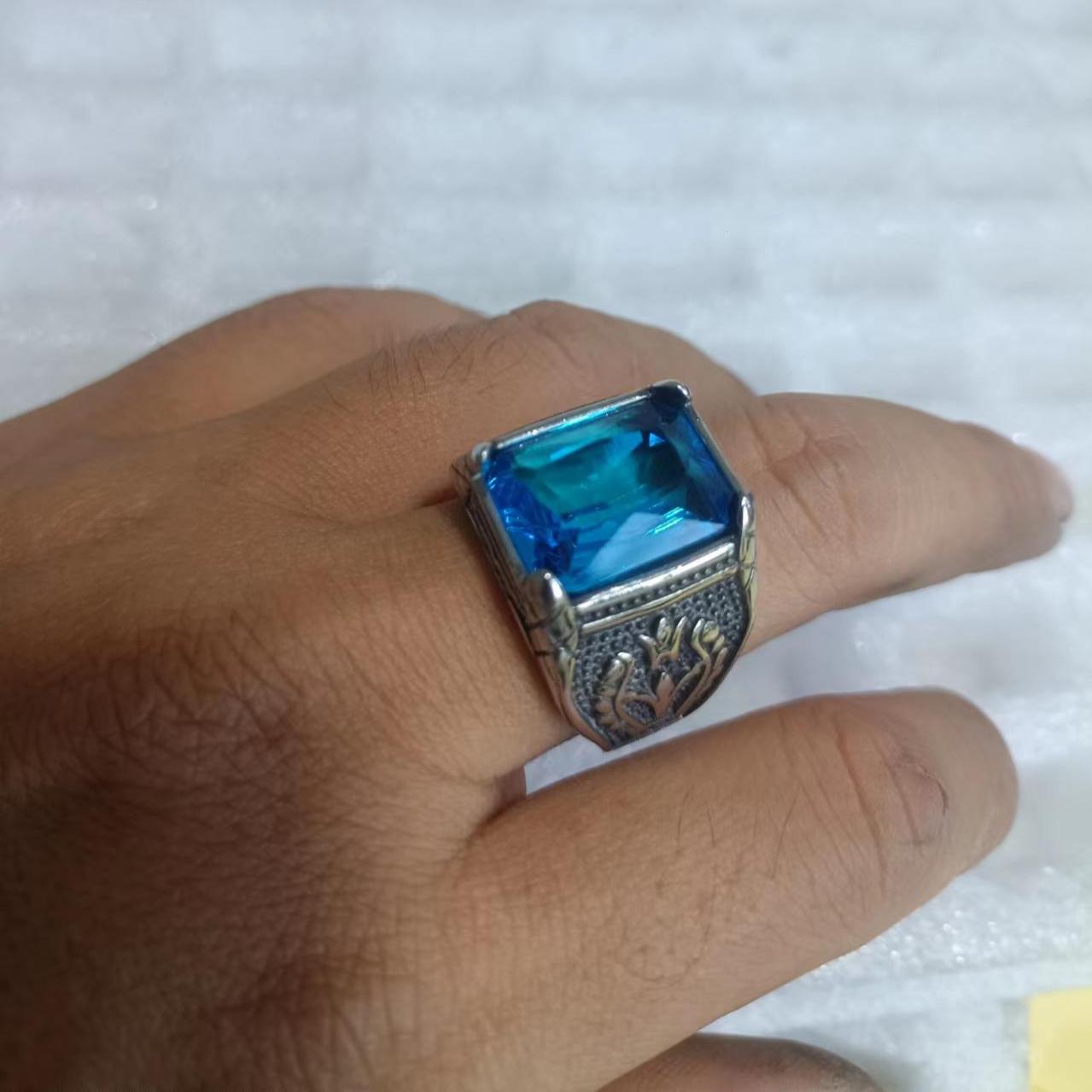 

Панк Винтажное Кольцо с Разноцветными Драгоценными Камнями Дизайн Тюльпана Нержавеющая Сталь 316L Мужские Украшения No. 15