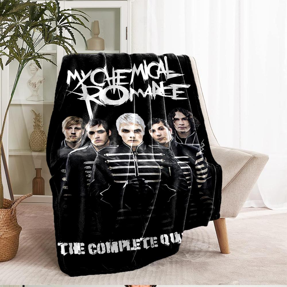 My Chemical Romance Theme Printed Blanket - Perfect for Couch, Bed, Travel & Outdoor Use | Machine Washable, Cozy & Durable.