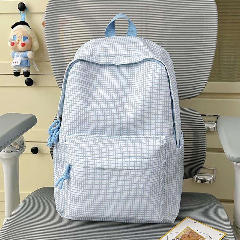 Student Schoolbag Large Capacity Check Backpack