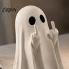 Gift Bag Fillers Mini Ghost Flipping Middle Finger Figurines for Halloween Decorations, Miniature Resin Small Haunted House Props Statue Tiered