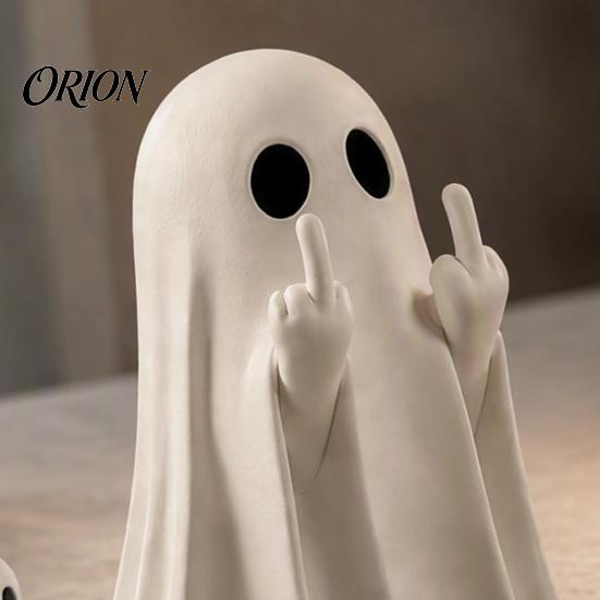 Gift Bag Fillers Mini Ghost Flipping Middle Finger Figurines for Halloween Decorations, Miniature Resin Small Haunted House Props Statue Tiered