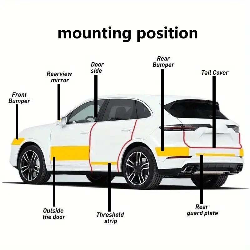 1.97/2.76x39.37 tum 5D Kolfiber Bilstötfångarskydd Dörrkant Anti-Rep Anti-Steg Kroppsfilm Självhäftande Klistermärke