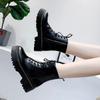 New Mid Calf Boots Women Winter Fashion Lace-up Ladies Chelsea Zipper Botas Mujer Boots Sports Platform Heel Ladies Shoes D466