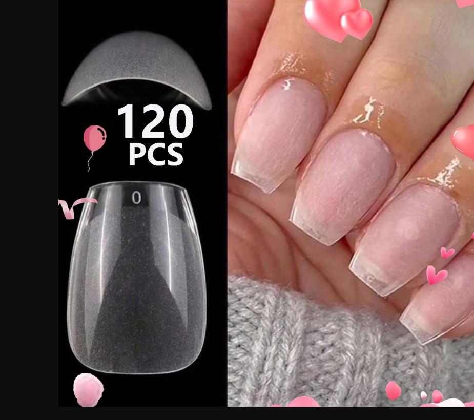 550Piece Medium and Short Soft Gel Nail Tips Medium Apricot/Coffin Head Full Coverage Matte Extension Tool Acrylic Press-On Nail