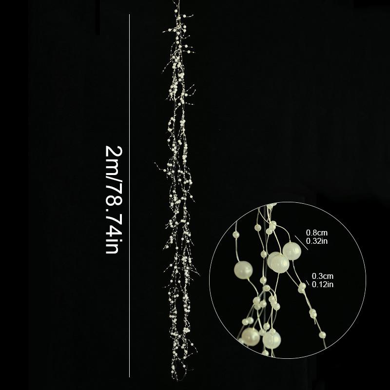 2M Festive Vine Wreath Decor Plastic Bead String Frosted Icicle Ornament Strand Christmas Ice Crystal Bead String Pendant