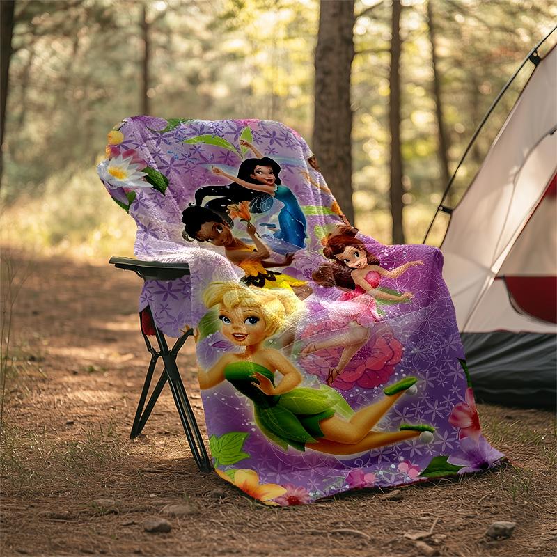 1pc T-Tinkerbell2 Theme Blanket - Digital Print, Polyester, Cozy for All Seasons, Perfect for Outdoor, and Travel