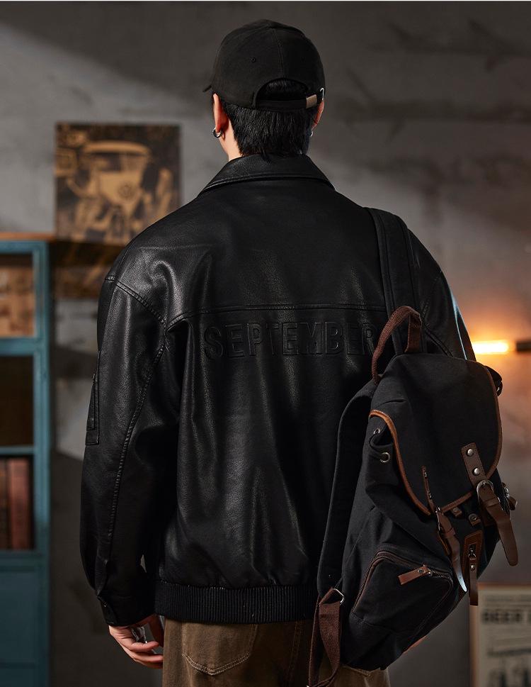 Men's High-End Retro PU Leather Motorcycle Jacket - Autumn Cool, Loose Lapel Coat