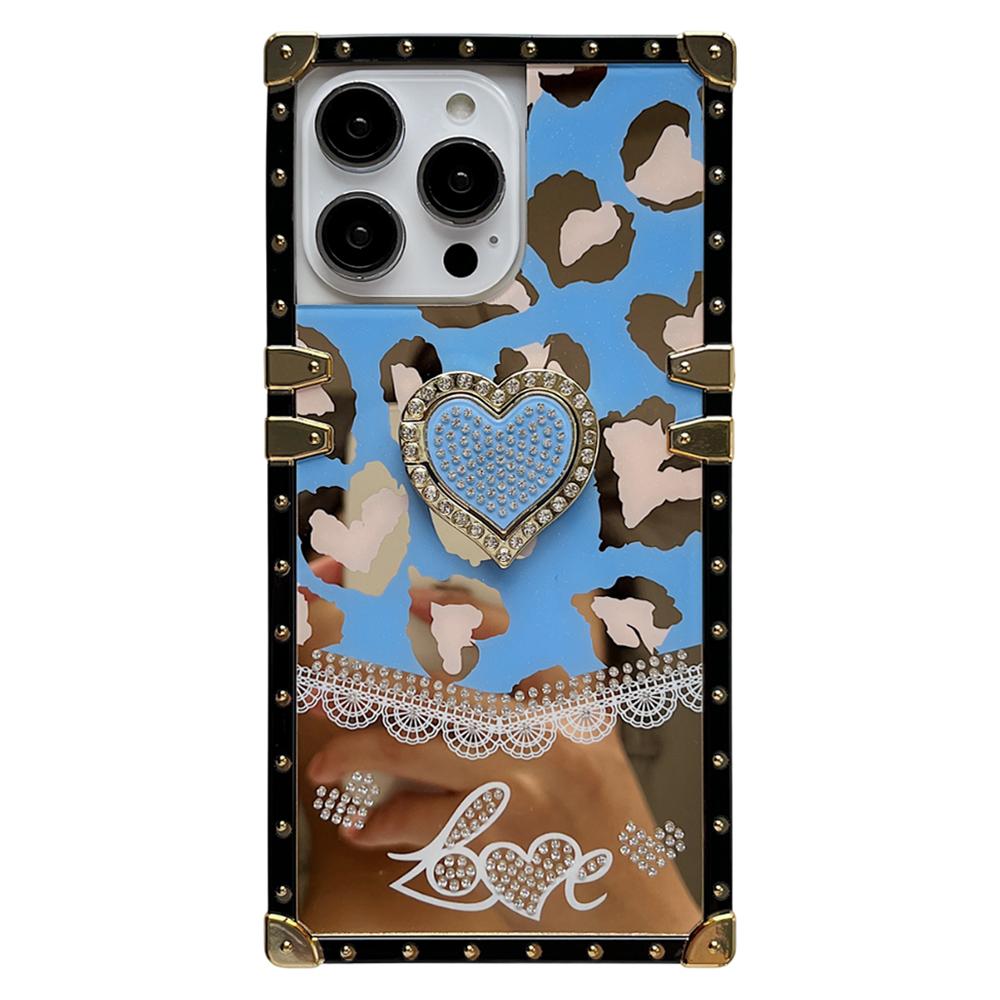 

For iPhone 16 Pro Max Case Heart Pattern Electroplating TPU + PC Phone Cover with Kickstand F