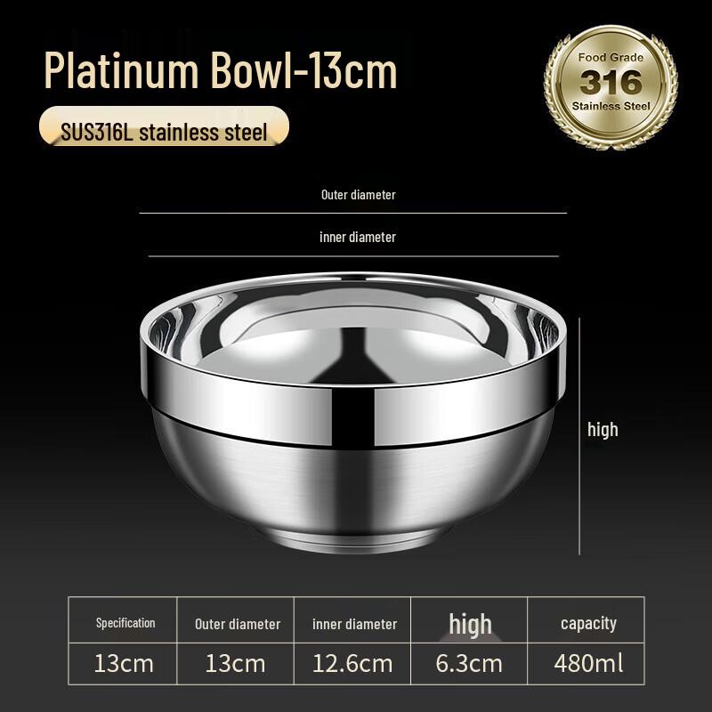 

Hehe De 316 Stainless Steel Double-Layer Insulated Bowl, 13CM