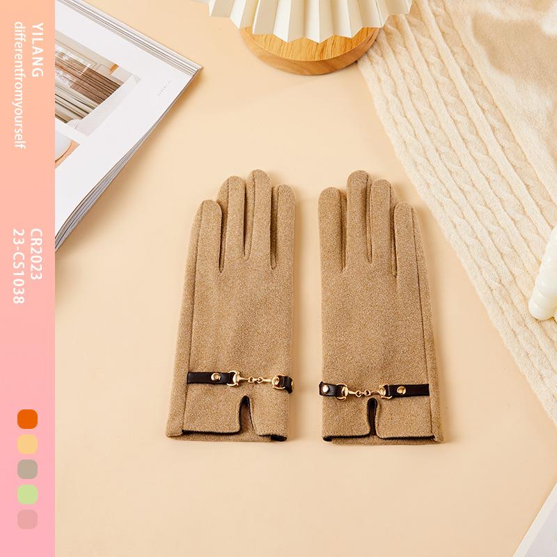 

BrandNew Suede Warm Lady Cycling FallSeason and ColdSeason Gloves Plus Fleece Cold and Wind Wind Gloves Strong Average size