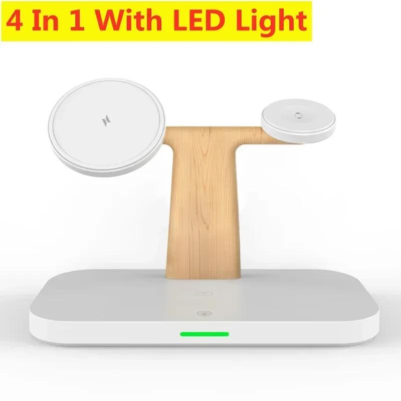 4 In 1 Magnetic Wireless Charger Stand for iPhone 16 15 14 13 Pro Max  Watch 1-9 AirPods Fast Charging Station Phone Holder