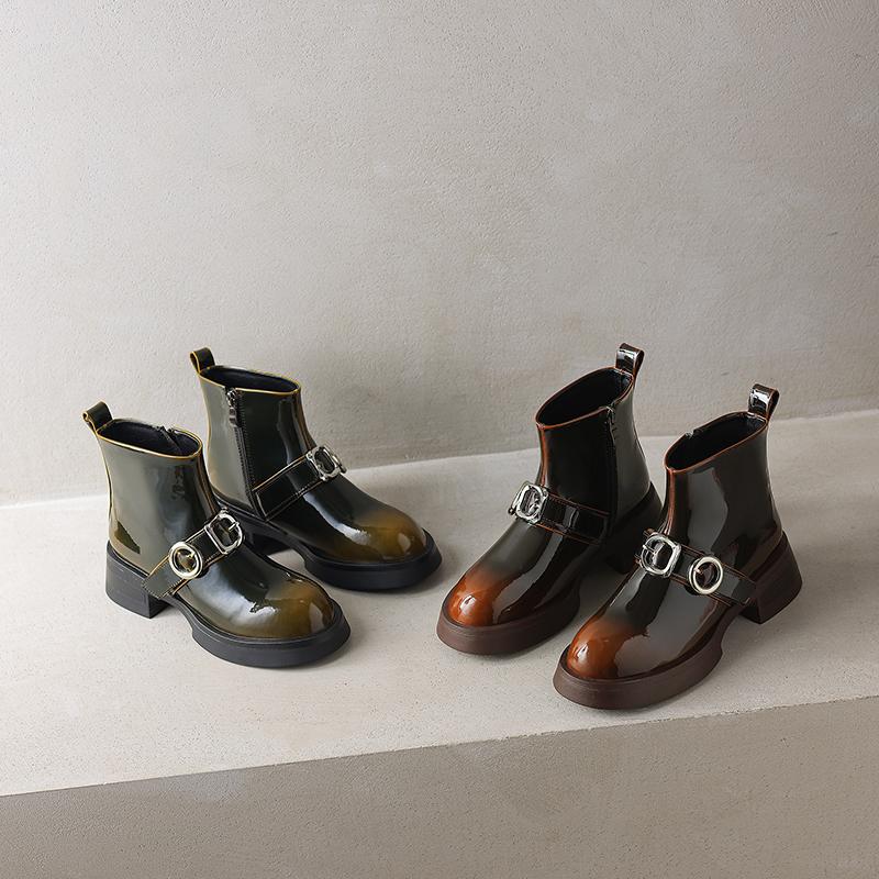 Fashion AIYUQI Women's Ankle Boots Vintage 2025 New Thick Heel Cowboy Boots For Women Large Size Round Toe Female Biker Boots