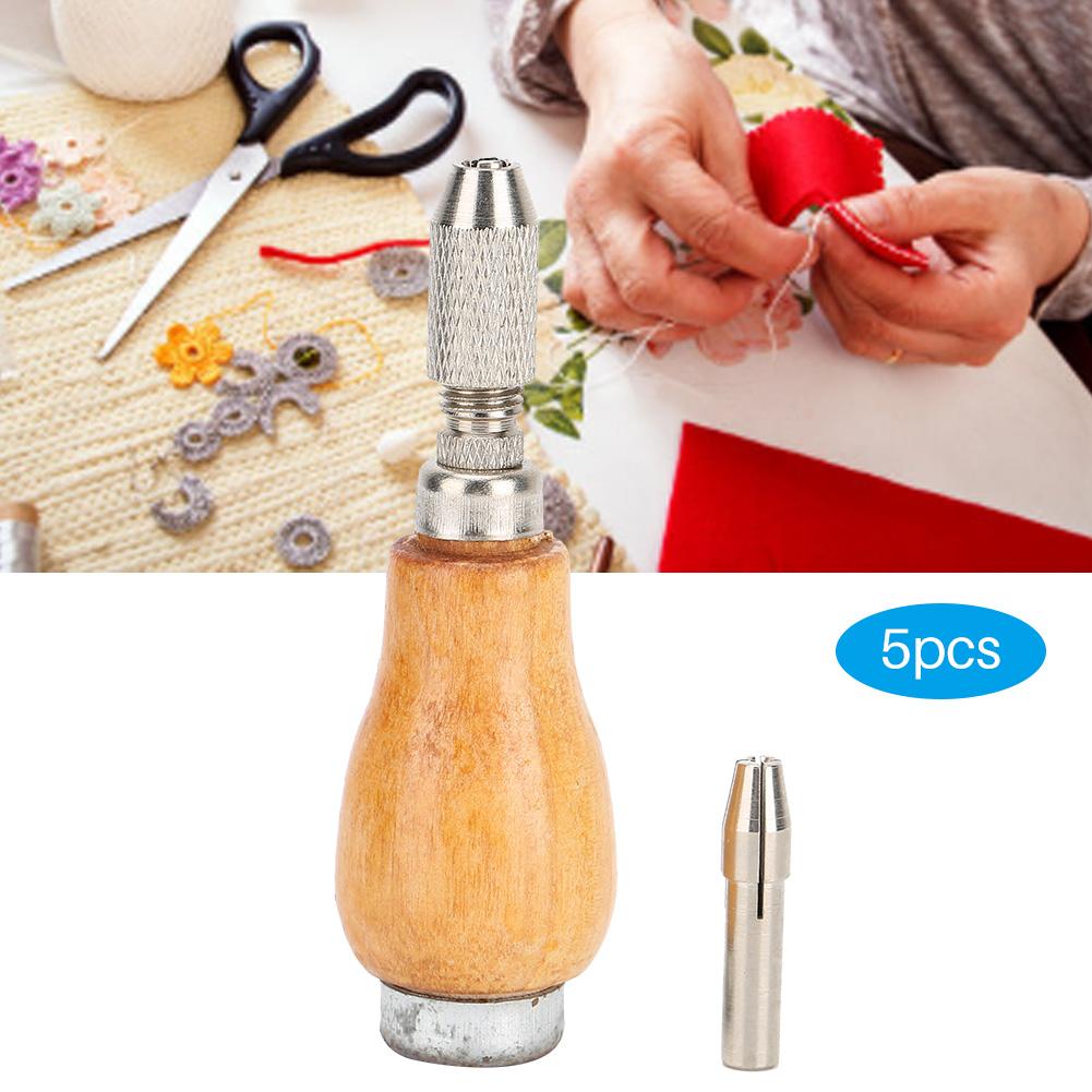 5 ks Pohodlná rukojeť Dřevěná rukojeť pilníku s vyměnitelnými hlavami Příslušenství pro opravy šperků