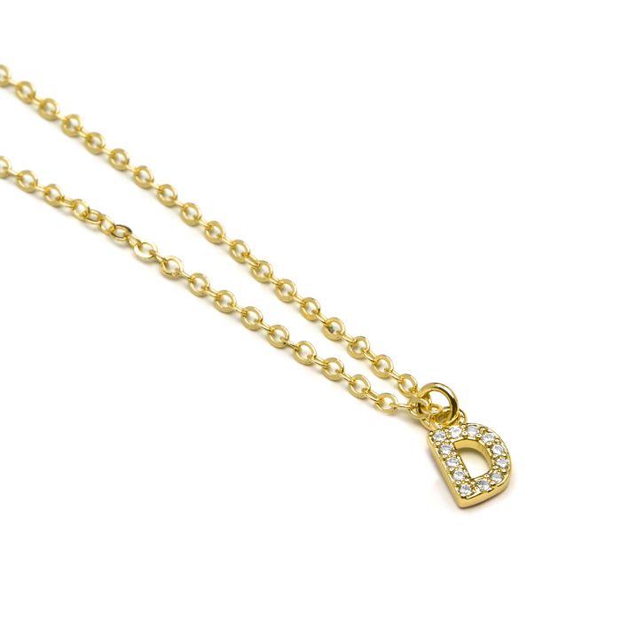 Collier Luxenter avec Zirconia brillant finition or 18k - Alphabet D