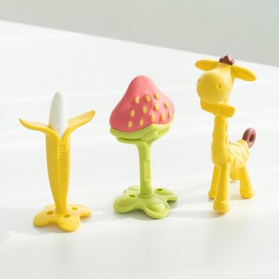 Anju Teether 3-piece Set, Banana + 3D Strawberry + Giraffe, Mixed Colors, 1 Set, Korean Baby Products