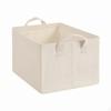 Textile Storage Basket Foldable Linen with Handles Rectangular Closet Bin for