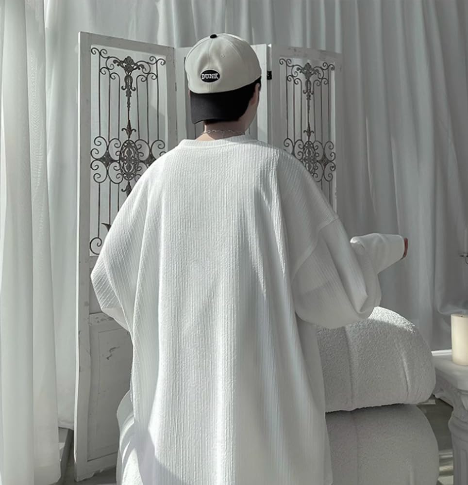 Poperdision Long Sleeve Stylish Popular Solid Plus Sizes Loose Soft To the Oversized Cool for Spring and Men's T-Shirt, Fall/Winter Sweatshirt, Top,