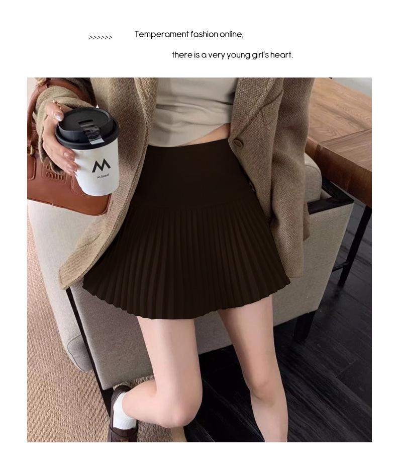 High-Waisted Woolen Pleated A-Line Mini Skirt - Women's Autumn/Winter 2025