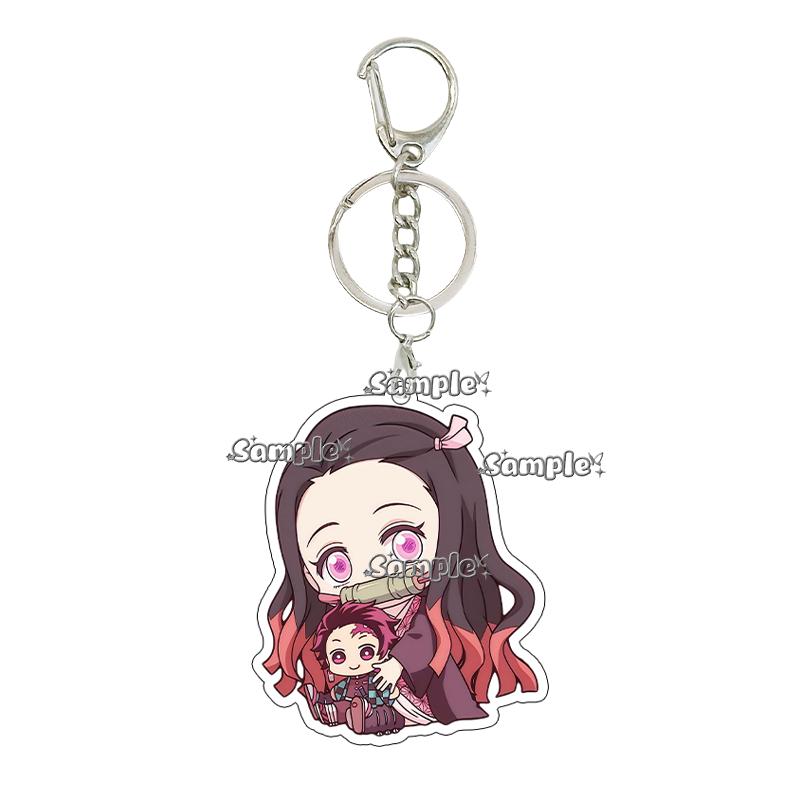 

Q Version Acrylic Self Tanjiro Kamado Nezuko Tsuyuri Kanawo Peripheral Keychain Anime Pendant Double-sided Printing Key Ring about 5cm