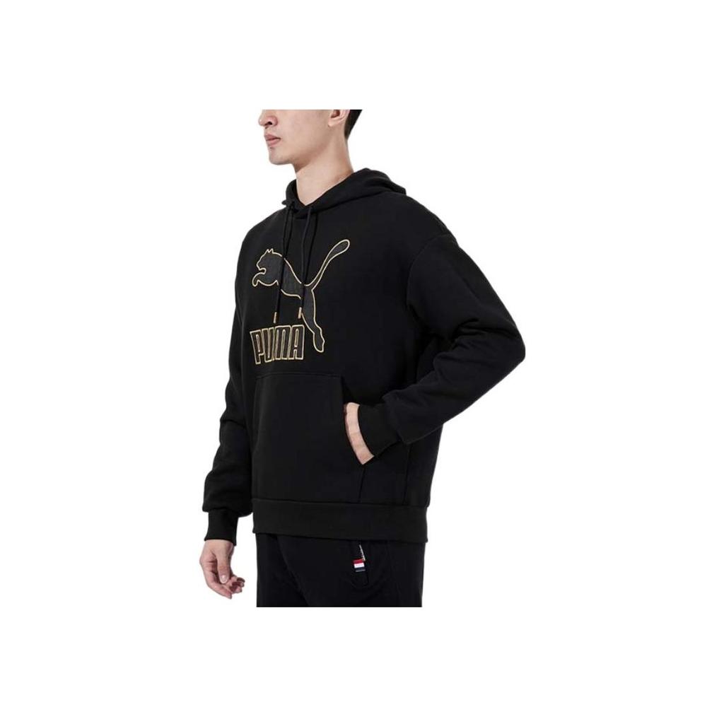 Puma Large Logo Print Casual Hoodie With Drawstring Men Hoodie Black 534408-01
