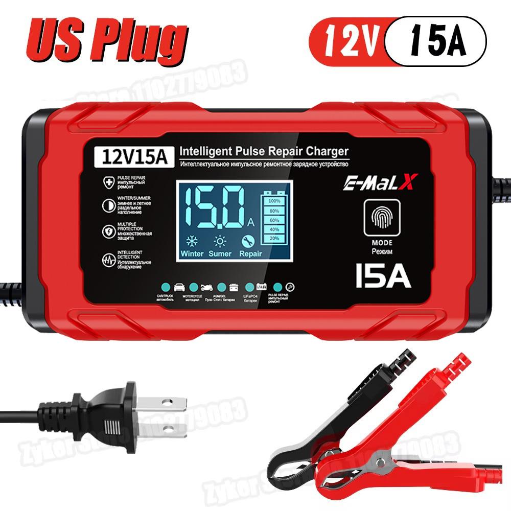 12V 15A 8A Car Motorcycles Smart Battery Charger For Lifepo4 Lead Acid AGM Digital Touch Screen Lithium iron Phosphate Charger