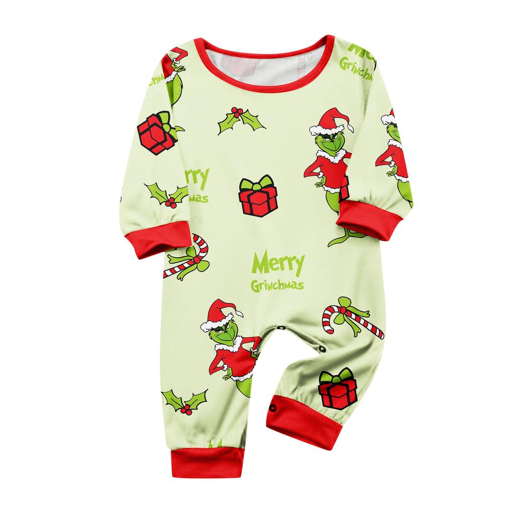 Juletrykk Søt familiesett Pyjamas, hjemmeklær, familiesett med lange armer toppbukser