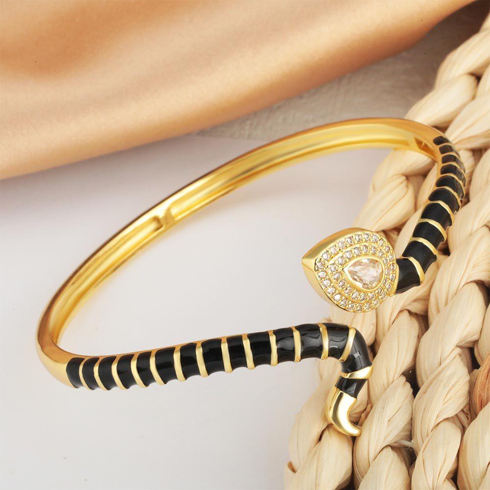 Oil Dripping Zircon Snake-shaped Bracelet Niche Versatile Open Bracelet for Women