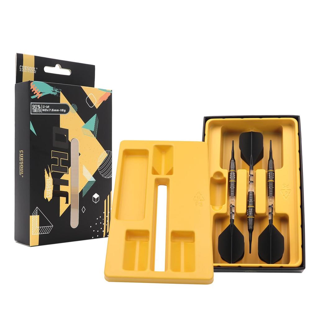 CUESOUL JIHO S2 Gram Tungsten Steel Soft Tip Dart Set with ROST T19 Integrated Flights 18/19 90% Two-Color (CSJH-90R18KJHS2)