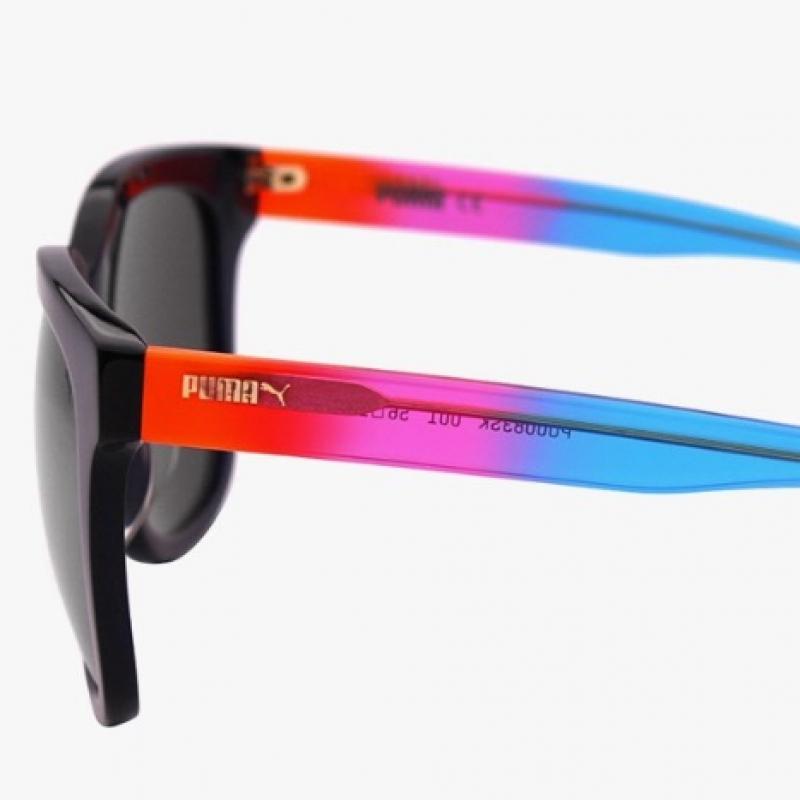 Puma Pu0083sk 001 Square Horn Rimmed Over Asian Fit Mirror Sunglasses