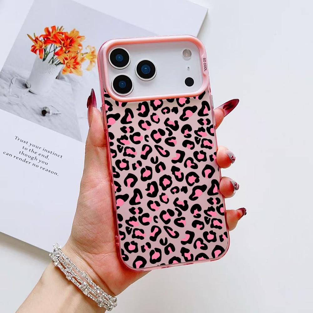 INS Leopard Print Phone Case For iPhone 17 16 15 14 13 12 11 Pro Max Air Matte Laser Aurora Shockproof Funda
