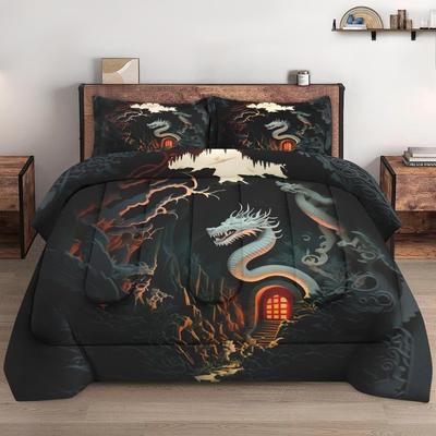 Chinesisches Drachen Bettwäsche Set Anime 3D Gedruckte Bettbezug Sets für Erwachsene Kinder Jugendliche Twin Queen King Größe Heimtextilien Bettwäsche