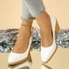 Fashion Spring Summer Women's Thick-heeled Pointed Solid Color Professional Work High Heels Solid Color Classic One-pedal Low-top Shoes