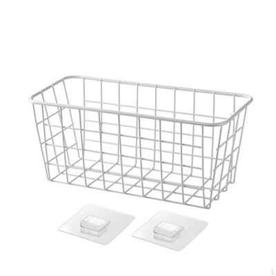 Metal Hanging Wire Basket Holder No Drill Versatile Wall Mounted Organizer Rack for Bedroom