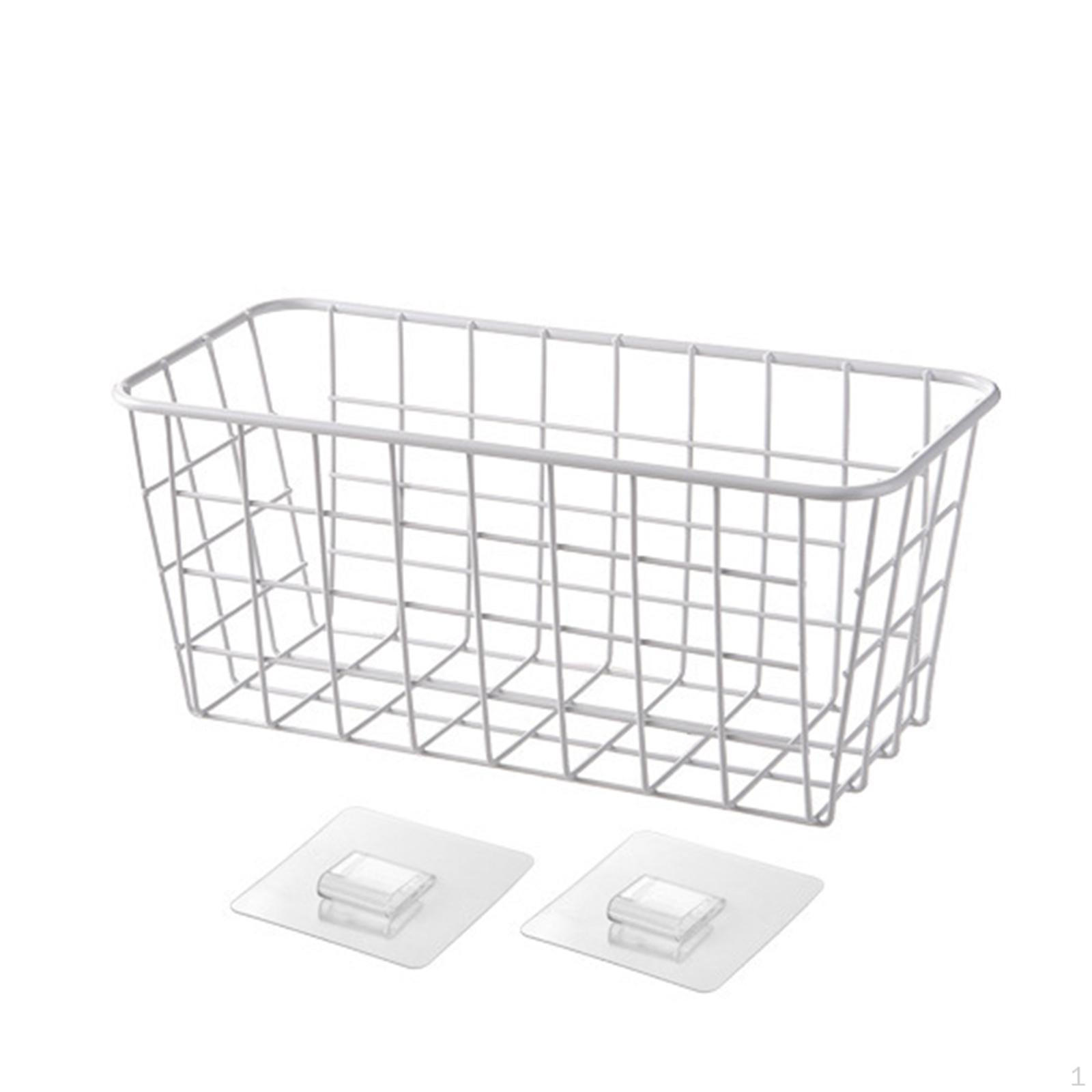 

Metal Hanging Wire Basket Holder No Drill Versatile Wall Mounted Organizer Rack for Bedroom