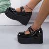 Moda Retro Punta Redonda Charol Talla Grande Zapatos Mary Jane 2025 Primavera Nuevo Boca Baja Zapato de Mujer Plataforma Zapatos de Salón