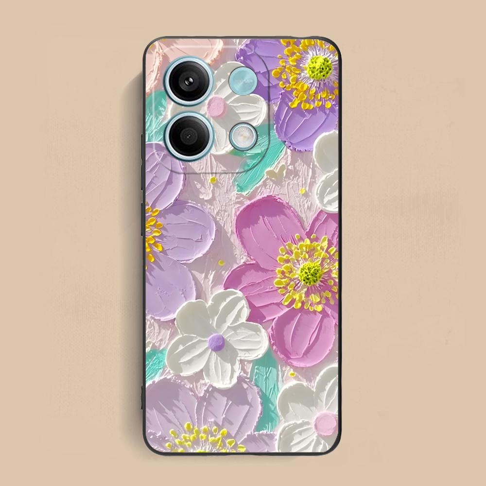 Oil Painting Flower Phone Case for Xiaomi Redmi Note 14 13 12 11 A5 3 2 1 Pro Plus 4G 5G Colour Printing Protective Cover Luxury