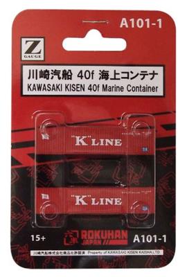Rokuhan Z Gauge Kawasaki Kisen 40ft Shipping Container A101-1 (2 Pieces)
