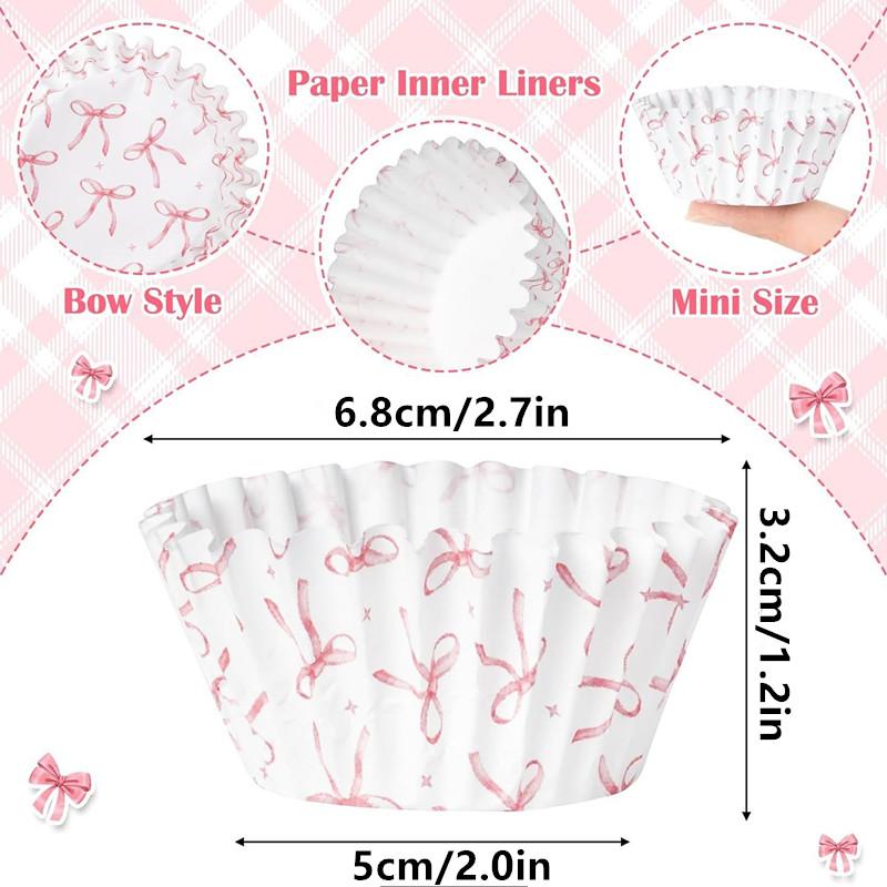 100 ks Mini Růžová Mašlička Papírové Košíčky na Dort Pečení Muffin Dort Čokoládové Košíčky Kelímky Párty Podnos Forma na Dort Dekorační Nástroj