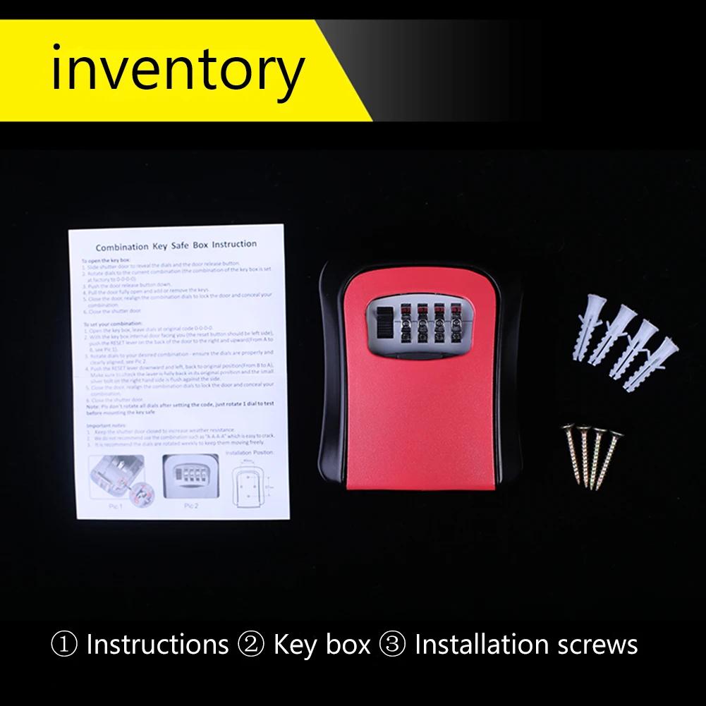 Wall Mount Key Safe Organizer Box 4 Digit Combination Password Key Box Password Lock ABS Plastics for Indoor Outdoor Key U Disk