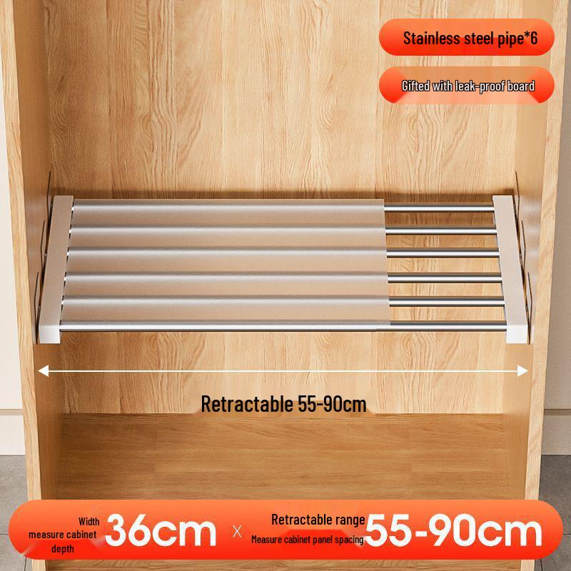 Multi-Layer Divider Cabinet & Telescopic Shoe Rack with Stainless Steel Sink Shelf