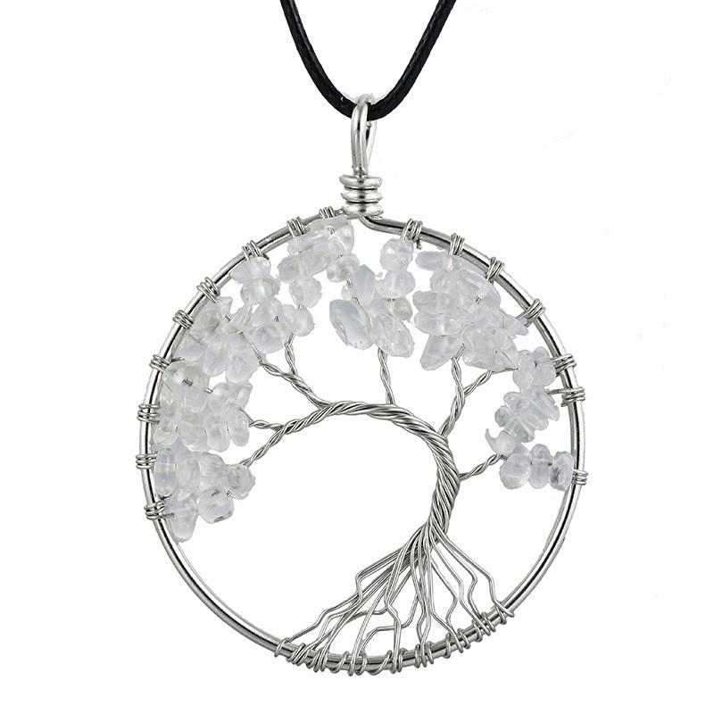 Amethyst Tree of Life Pendant with Colorful Stone Accent