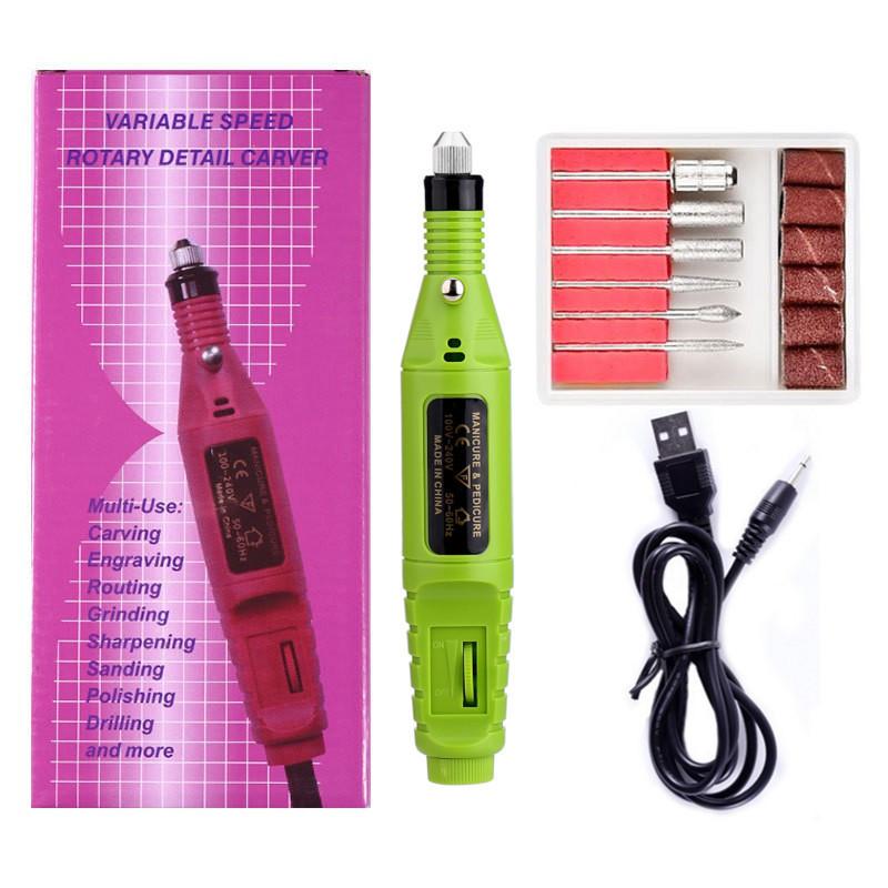 Electric Nail Drill Machine Portable USB Manicure Pedicure Set Professional File Kit for Acrylic Gel Nails Polish Salon Tools