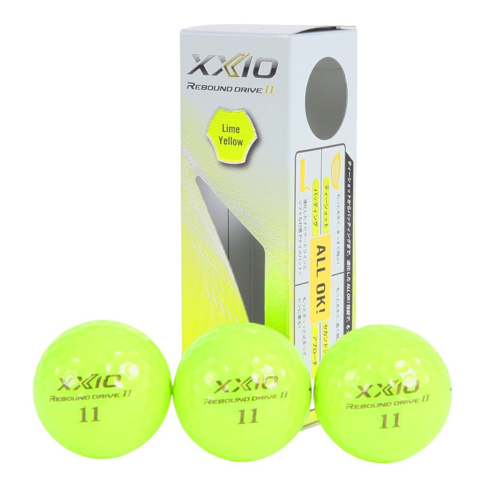 XXIO Rebound Drive Golf XXIO RD2 XN RD2 ŻÓŁTY Rękaw x Piłki, (3 szt) (Żółto-zielony/FF/Męski)