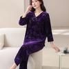 Autumn and Winter Women's Velvet Loungewear Printed Loose Plus Size Pajama Set