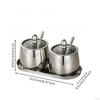 Stainless Steel Seasoning Container Set with Tray DustResistant ThreeCompartment Condiment Holder