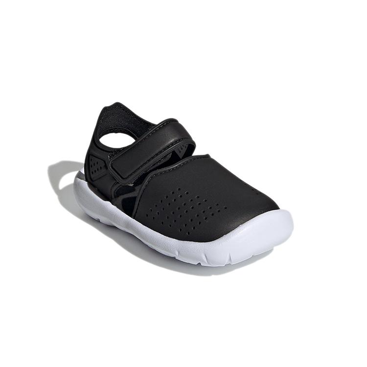 adidas Fortaswim Stripes I Slip Resistant Anti Kick Abrasion Resistant Low Top Toddler Shoes Black White FW6042