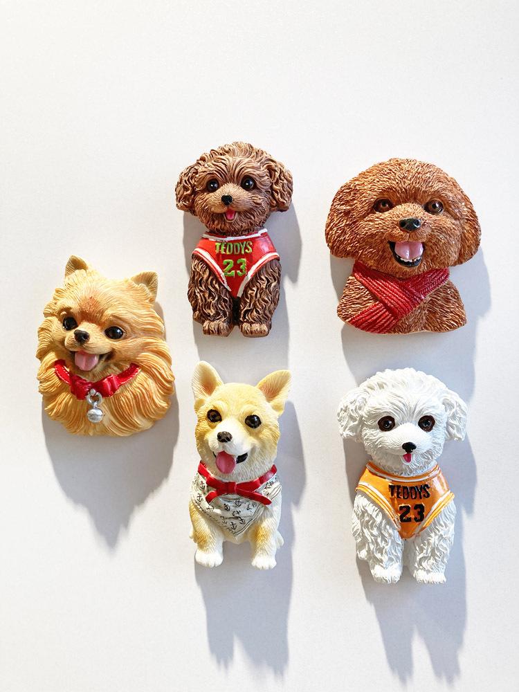 3D Shiba Inu & Pomeranian Dog Fridge Magnet - Teddy Magnetic Pet Decor Sticker