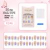 Blue Almond 3D Flower Rhinestone Polka Dot Long Press-On Nails