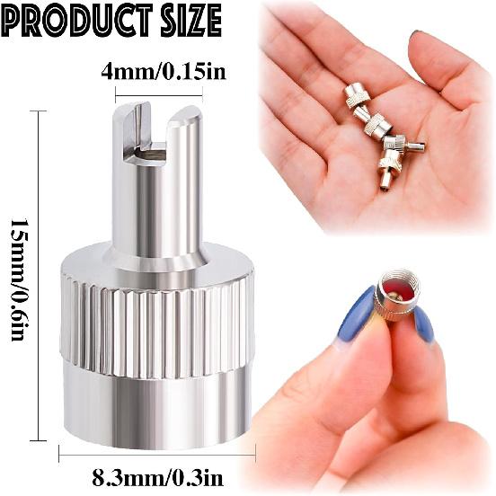 10PCS Tire Valve Stem Caps, Nickel Brass Slotted Slot Valve Stem Caps with Valve Core Remover, with O Rubber Ring, Universal for Cars, SUV, Trucks,